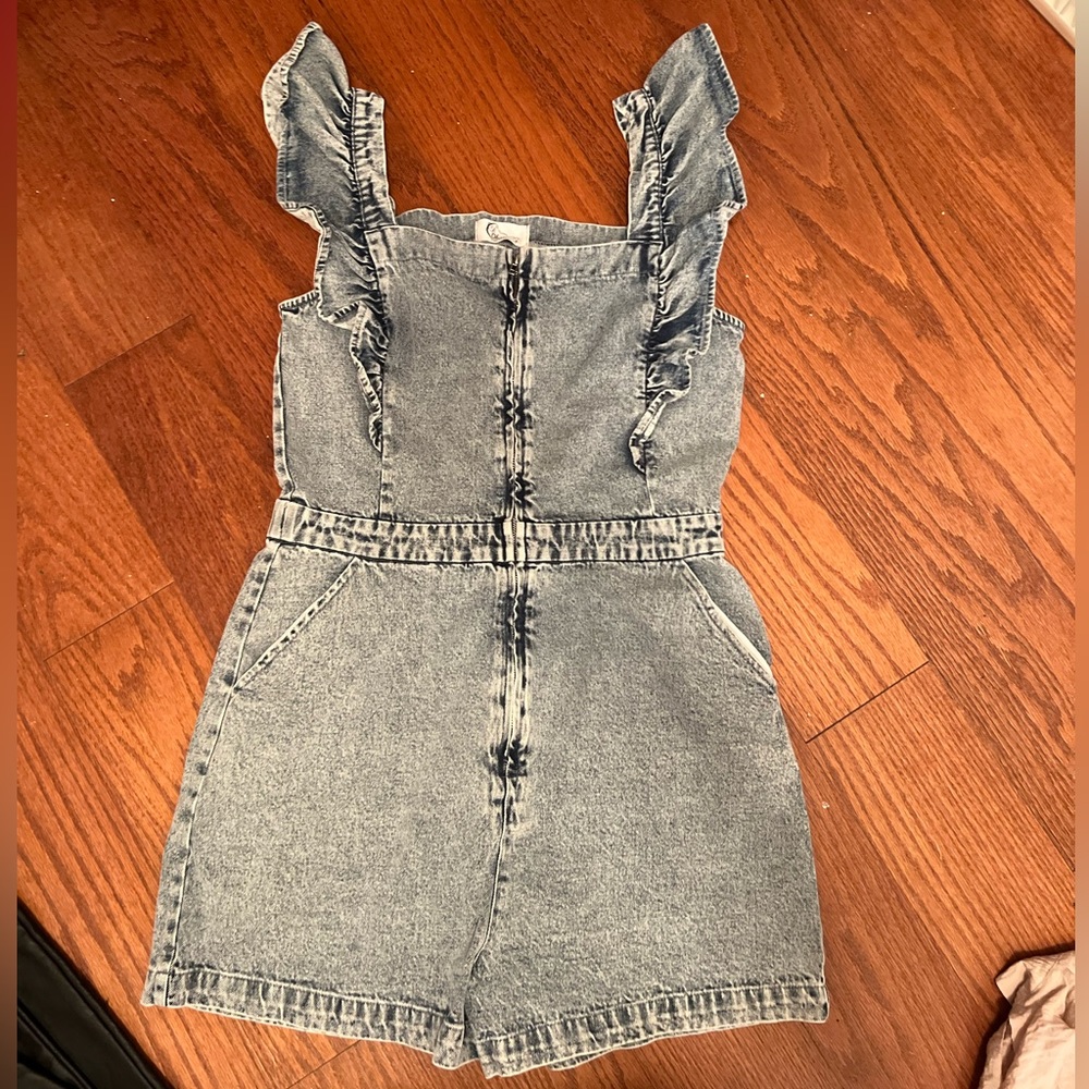 Women’s denim zip up romper